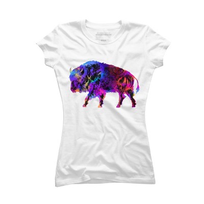 Junior's Design By Humans Rainbow Buffalo By ZeichenbloQ T-Shirt