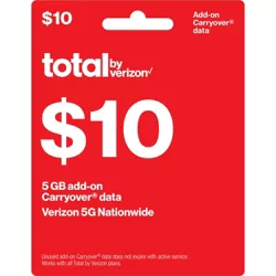 Total By Verizon $10 Add-On Carryover Data Card (Email Delivery)