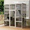 ORRD Large Gray Wooden Outdoor Catio with 5 Platforms & 2 Resting Boxes, Waterproof UV-Resistant Cat Enclosure Shelter - 3 of 4