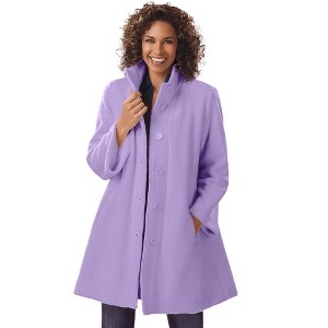 Woman Within Plus Size Fleece Swing Funnel-Neck Coat - 1 of 4