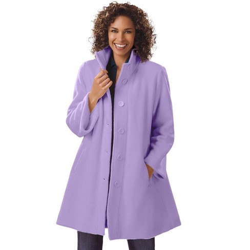 Woman Within Women s Plus Size Fleece Swing Funnel neck Coat 7x Soft Iris Target