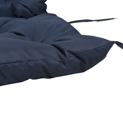 Dark Blue Tufted 3-Seater Outdoor Bench Cushion with Backrest