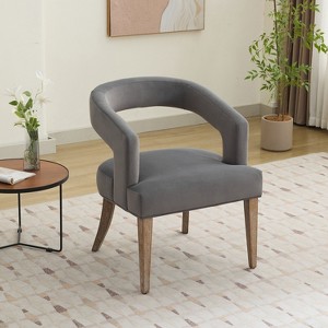Hrinhom 25.8"W Barrel Open Back Accent Chair,Modern Upholstered Dining Chairs with Wood Legs - 1 of 4