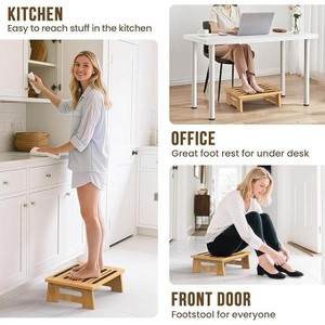 Ridstar Natural Bamboo Anti-Slip Single-Step Stool for Adults, Seniors & Children-Brown - 1 of 4