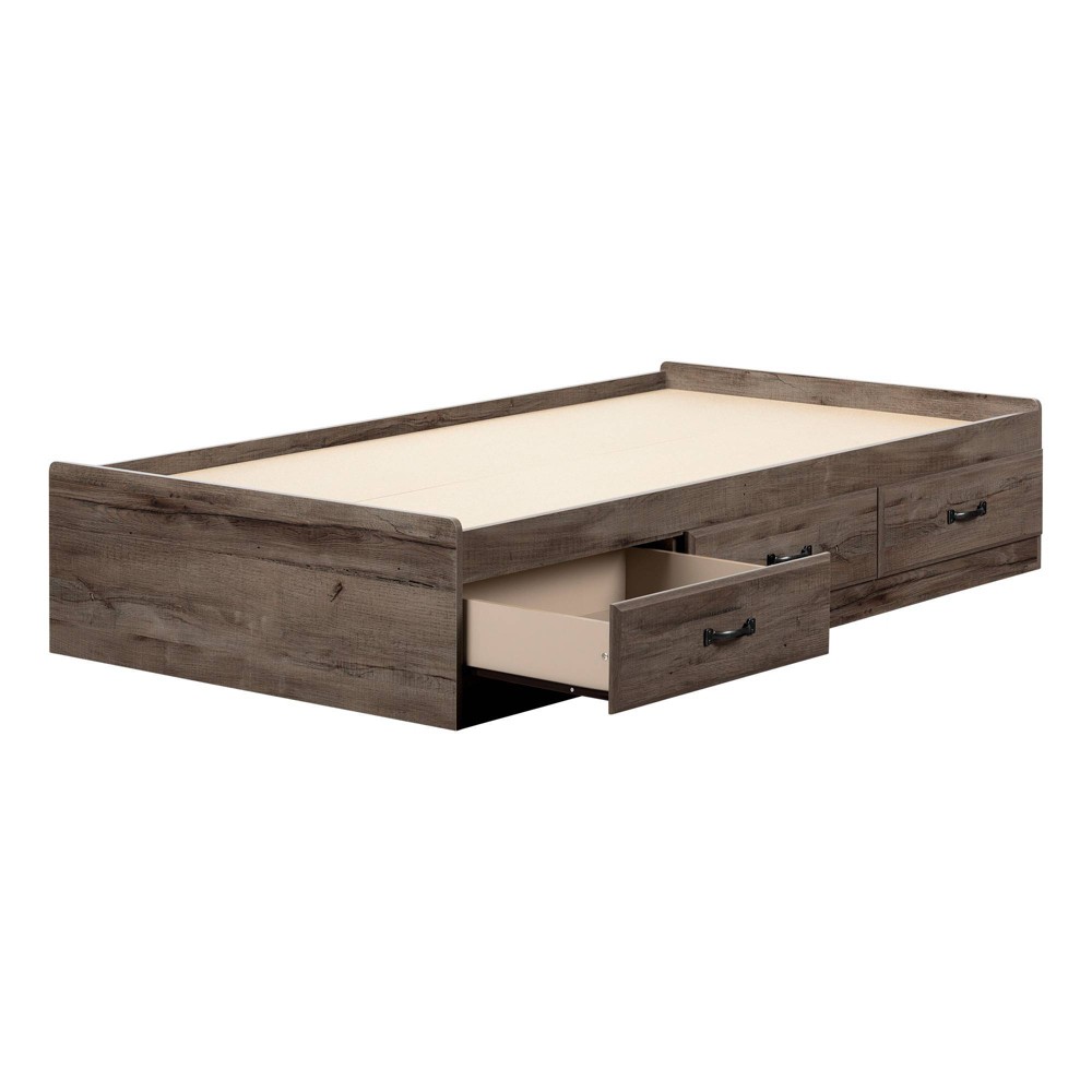 Photos - Bed Frame Twin Ulysses Mates Kids' Bed with 3 Drawers Fall Oak - South Shore
