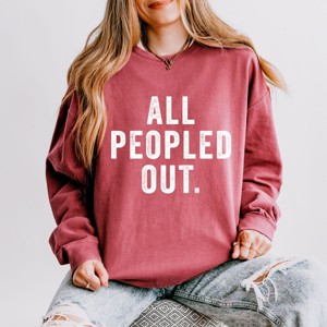 Simply Sage Market All Peopled Out Lightweight Garment Dyed Sweatshirt - 1 of 4
