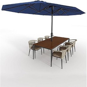 13FT Large Patio Umbrella Double-Sided Outdoor Umbrellas with Fade Resistant Canopy - 1 of 4