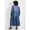 Avenue Women's Plus Size Denim Tiered Shirtdress - 3 of 4
