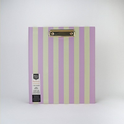 Best Year Ever 1" 3 Ring Binder Tan/Purple Stripes