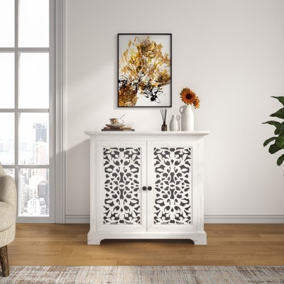 Lycvki Vintage Antique Sideboard Storage Cabinet with Carving Doors for Kitchen