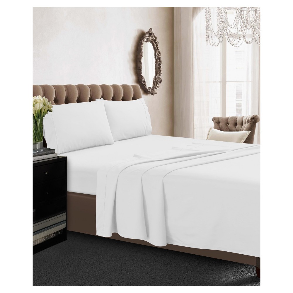 Photos - Bed Linen Cotton Percale Deep Pocket Solid Sheet Set  White 350 Thread Count - Tribeca Living(King)
