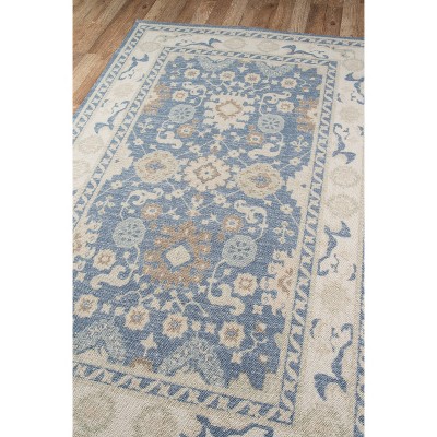 Anatolia Light Blue Medallion Wool-Blend 6'6" x 9' Area Rug