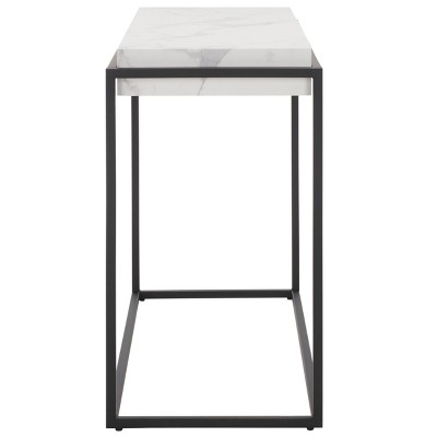 Edgefield White Faux Marble and Black Metal Console Table