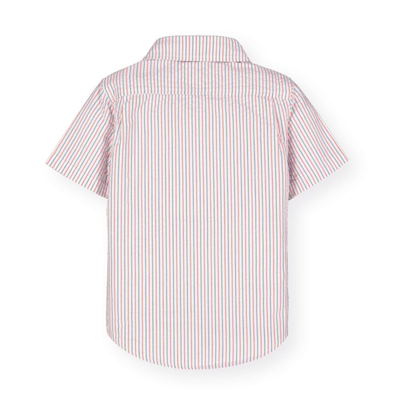 Hope & Henry Boys' Organic Seersucker Short Sleeve Button Down Shirt, Infant, 4 of 5