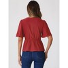 Allegra K Women's Peplum Ruffle Sleeve Bow Tie Decor Deep V Neck Tops - 4 of 4