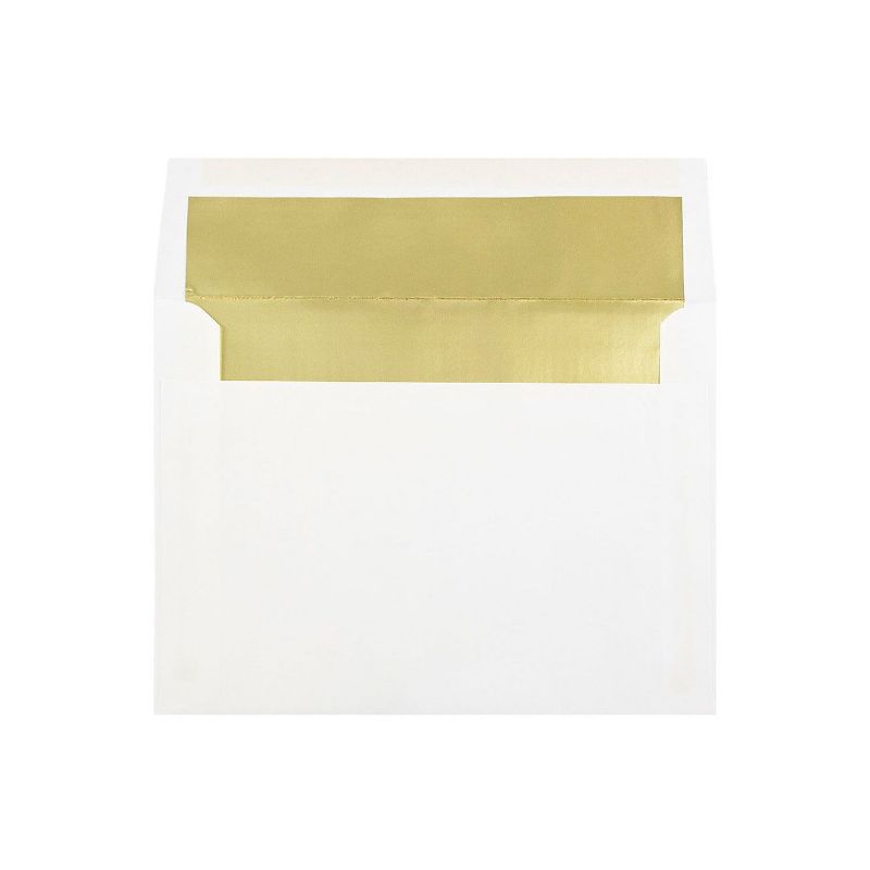 JAM Paper 6 x 8 Foil Lined Booklet Envelopes White with Gold Lining 3243667, 1 of 3