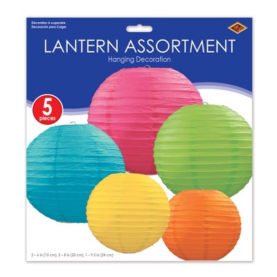 Vibrant Multicolor Paper Lantern Assortment, 5-Pack