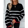 Women's Crewneck Color Block Striped Sweater Long Sleeve Knit Pullover for Fall and Winter - 3 of 4