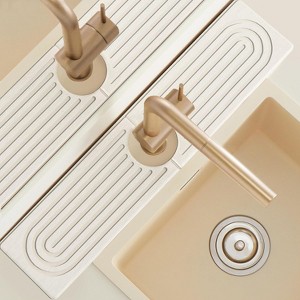 Detachable Faucet Handle Drip Catcher - Dish Drying Mat & Soap Sponge Holder, Sink Splash Guard for Kitchen/Bathroom - 1 of 4