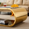 GDFStudio Victoire Modern Gold Stainless Steel Coffee Table with Tempered Glass Top - 4 of 4