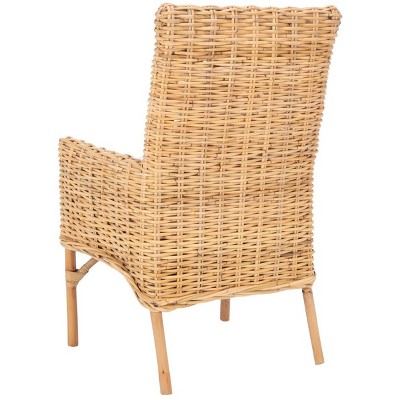 Nancy Natural Rattan Accent Chair with White Cushion