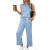 PINSPARK Two Piece Sets for Women Sleeveless Outfits Travel Tracksuit V Neck Top Wide Leg Pant Lounge Sets 2025 Summer - 4 of 4