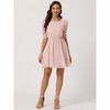 Allegra K Women's Shiny Metallic Stars Ruched Short Sleeve A-Line Mini Dress - 4 of 4