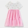 Toddler Girls' Adaptive Short Sleeve Knit Tulle Tiered Dress - Cat & Jack™ Pink - 2 of 4