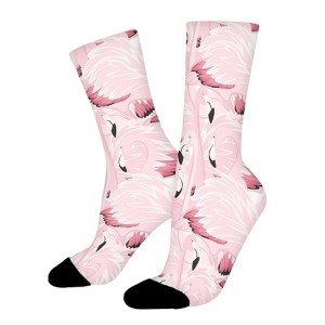 Pink Flamingo Women Printed Crew Socks Funny Funky Socks Soft Polyester Novelty Gifts for Artists Men - 1 of 1
