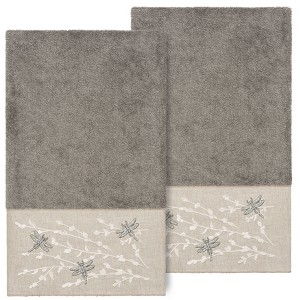 Linum Home Textiles 100% Turkish Cotton BRAELYN Embellished Towel Set - 1 of 2
