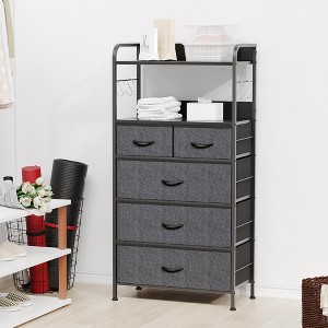 TROPOW 5 Dresser Drawers for Bedroom with Shelves, Dressers & Chest of Drawer for Hallway, Entryway, Storage Organizer Unit with Fabric - 1 of 4