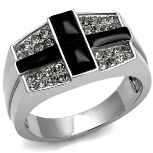 Slickblue Cross Jet Agate Polished Stainless Steel Ring, Men’s Fashion Ring, Religious Style, Black, Size 8-13 - 1 of 4