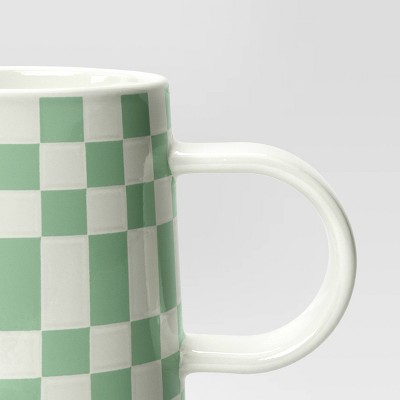 16oz Stoneware Checkerboard Mug Green - Room Essentials&#8482;_1