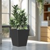 Metal Tapered Planter – Large Outdoor & Indoor Garden Plant Pot with Drainage Hole and Rubber Plug, Stylish Burnished Grey Finish for Home and Patio - 2 of 4