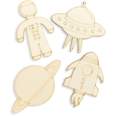 Juvale Wood Cutouts for Crafts, Outer Space (5.5 x 4.6 in, 24-Pack)