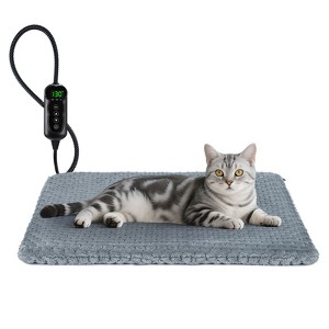 JOEJOY Heated Cat Bed, 11-Temp Adjustable Pet Heating Pad with Timer, Waterproof Electric Dog Heating Mat with Chew Resistant Cord - 1 of 4