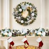 COZONY 24" Silver White Christmas Wreath with Iridescent Ribbon, Antlers, Balls, Pine Needles & Berries, Winter Holiday Decor for Front Door, Wall - 2 of 4