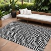 Black And Ivory Geometric Washable Indoor Outdoor Area Rug - 2 of 4