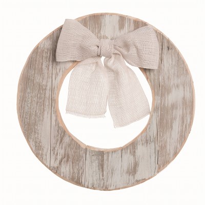 Transpac Wood White Harvest Whitewash Wreath Decor