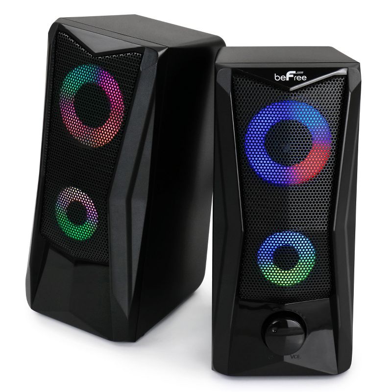 beFree Sound Computer Gaming Speakers with Color LED RGB Lights, 2 of 8