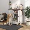 31" Dog Feeding Station with Raised Bowls,Hidden Storage Cabinet and Hooks,Adjustable Dog Food Stand for Medium Dogs–LAOTIES - 2 of 4