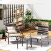 Whizmax  3 Pieces Patio Furniture Set, Indoor/Outdoor Rattan Sectional Sofa Conversation Bistro Set for Garden Balcony Backyard Porch Lawn - 3 of 4