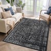 Vintage Floral Area Rug, Elegant Thin Carpet with Refined Design, Easy-Clean Low Pile for Living Room, Bedroom, Entryway - 2 of 4