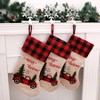 4PCS Burlap Stockings Xmas Fireplace Hanging Stockings Buffalo Plaid Classic Family Holiday Party Decor 4 Plaid Style - 2 of 4