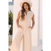 Amaryllis Women’s Sleeveless Ribbed Wide Leg Jumpsuit Button Front Relaxed Fit One-Piece Lounge Jumpsuit - 4 of 4