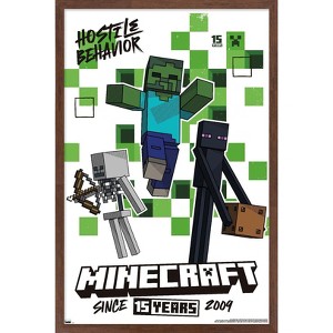 Trends International Minecraft: 15th Anniversary - Hostile Behavior Framed Wall Poster Prints - 1 of 4