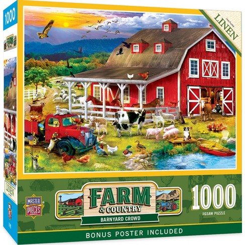 Masterpieces 1000 Piece Jigsaw Puzzle - Barnyard Crowd - 19.25