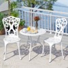 Costway 3 PCS Patio Bistro Set with Umbrella Holes Outdoor Bistro Set for Front Porch White/Green - 4 of 4