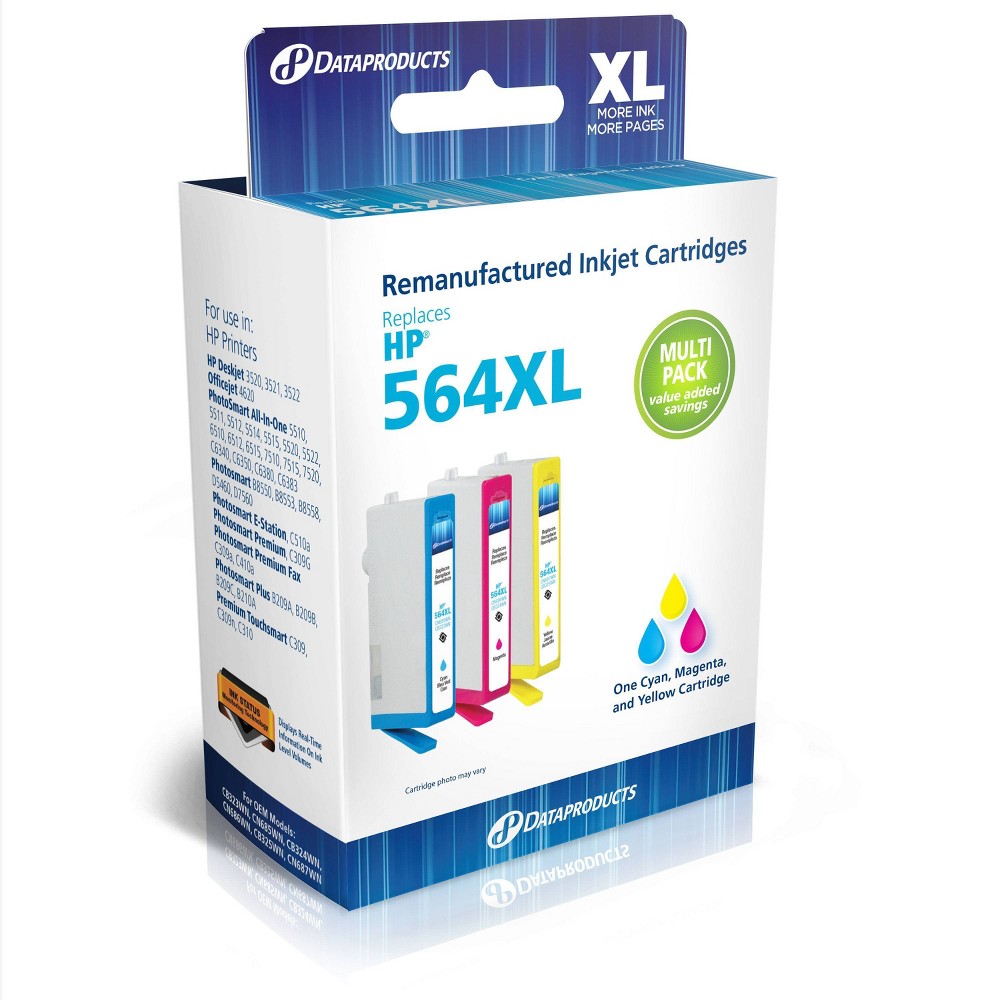 Cyan/Magenta/Yellow 3-Pack High Yield Ink Cartridges - Compatible with HP 564XL Ink S - Dataproducts