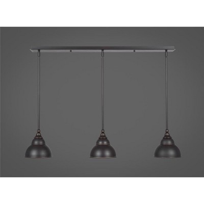 Toltec Lighting Any 3 - Light Chandelier in  Dark Granite with 7" Dark Granite Double Bubble Metal Shade Shade